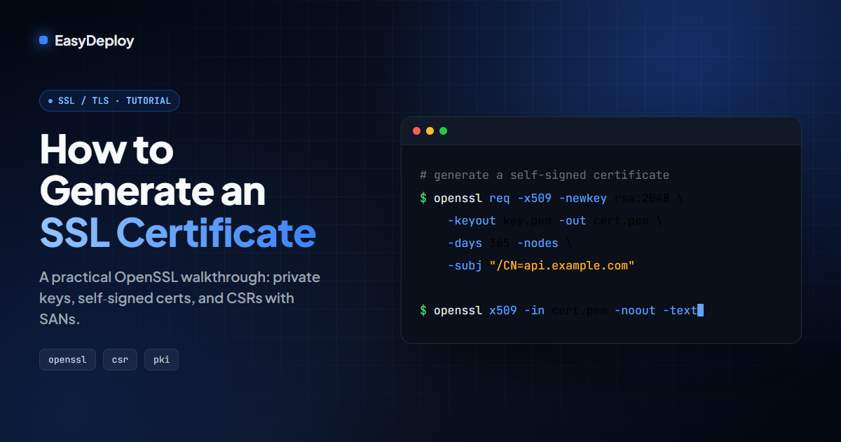How to Generate an SSL Certificate: OpenSSL Step-by-Step Guide (Self-Signed & CSR)